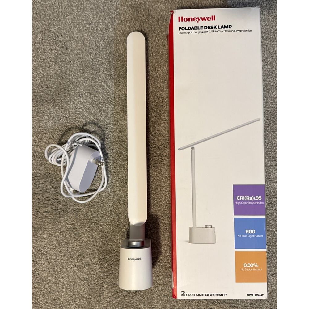 Honeywell Foldable Desk Lamp w/ USB A + C Ports - HWT-H01W - Open Box